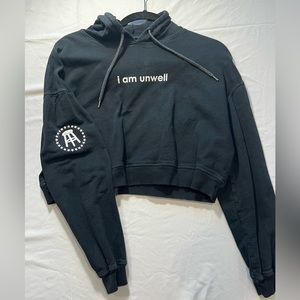 Barstool sports black cropped hoodie, size medium